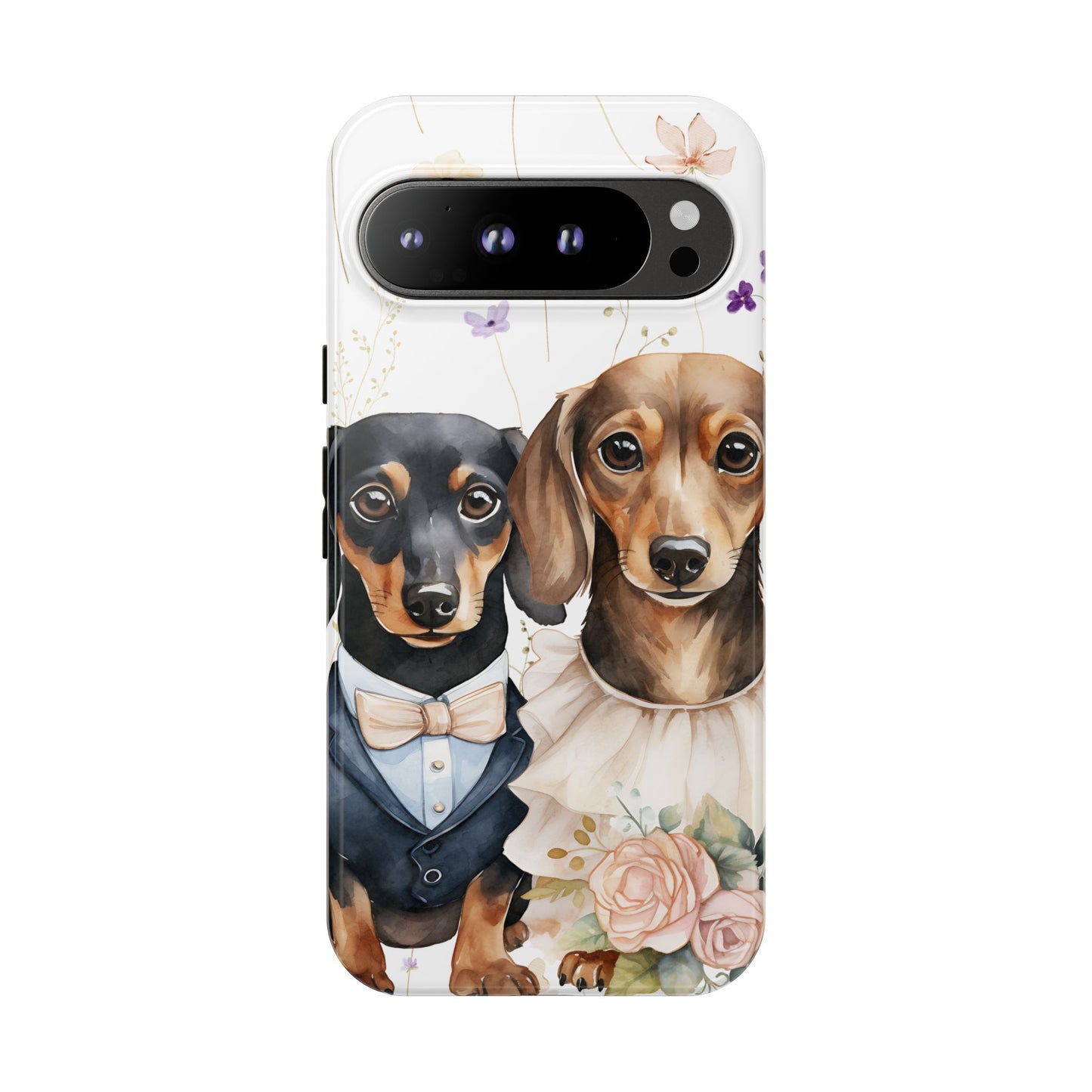 Wedding Dachshund Dog Phone Case - Bridal Gift Flower Girl Apple Pixel Galaxy