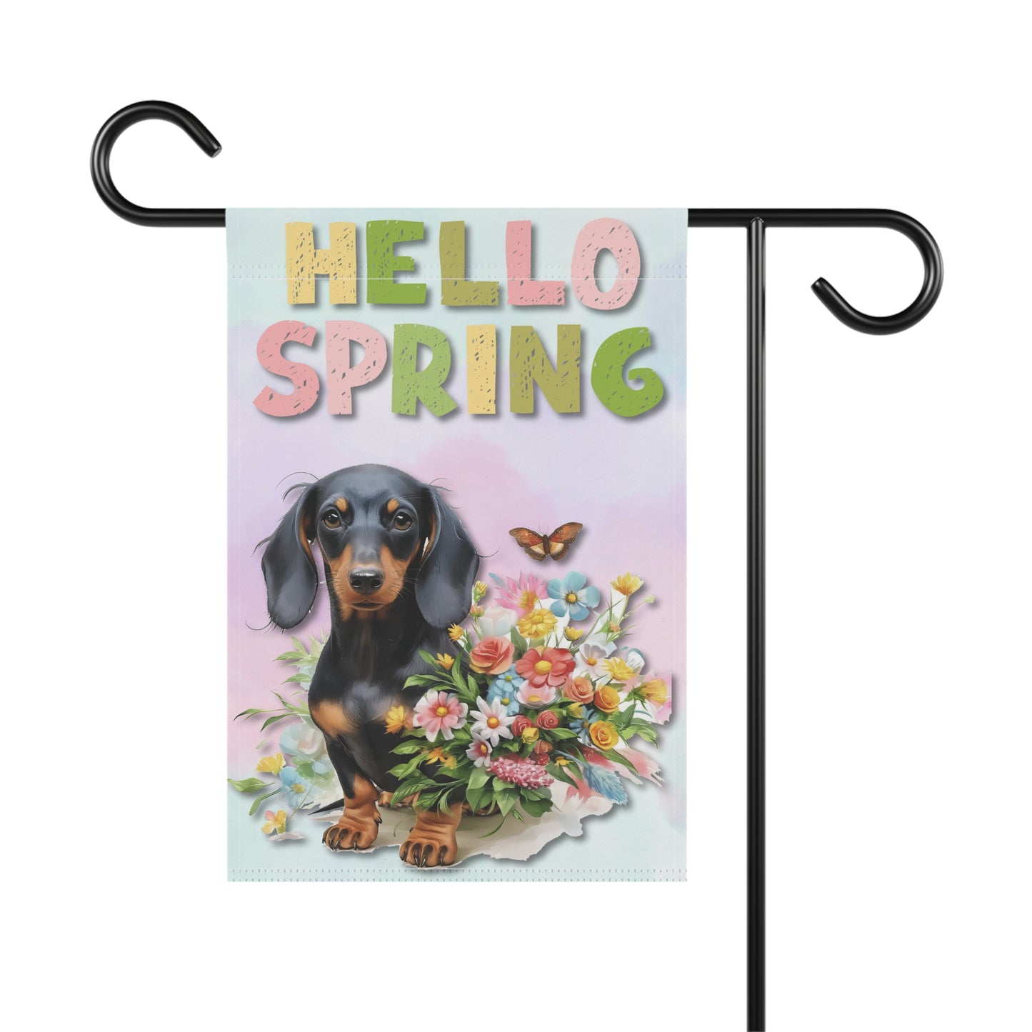 Spring Garden Flag Dog Mom Banner Seasonal Home Decor Dachshund