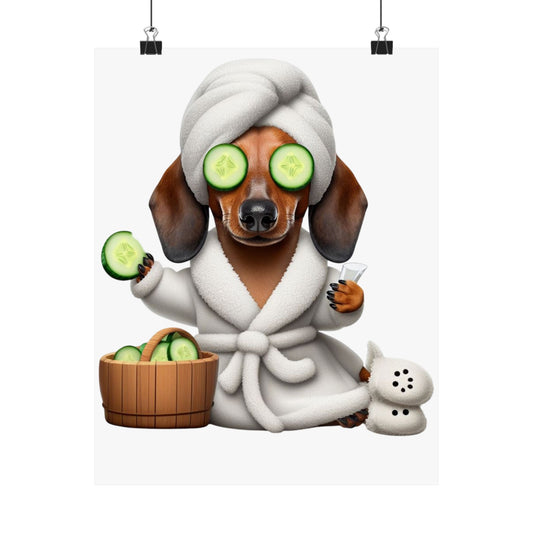 Weiner Dog in a Bathrobe Matte Vertical Posters Dachshund Weiner Dog