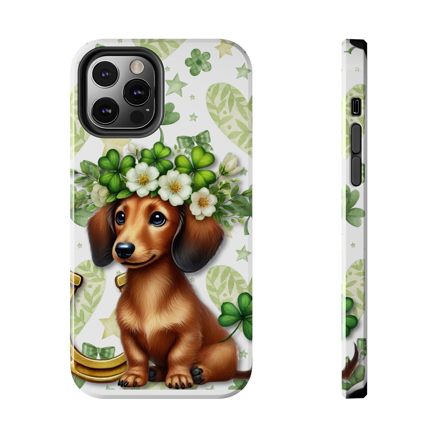 St Patricks Cute Dachshund Phone Case Dog Lover Gift Tough Phone Cover Patty