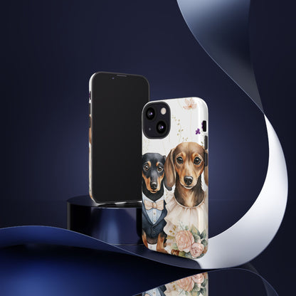 Wedding Dachshund Dog Phone Case - Bridal Gift Flower Girl Apple Pixel Galaxy