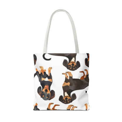 Black and Tan Dachshund Puppy Tote Bag Bright and Cheerful Weiner Doxie Patterned