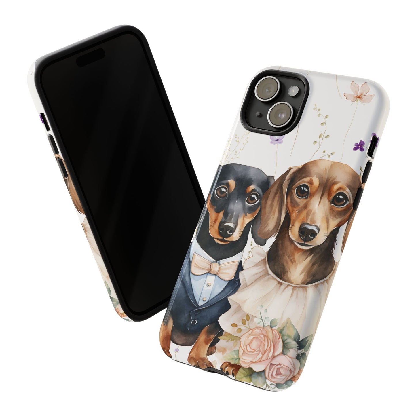 Wedding Dachshund Dog Phone Case - Bridal Gift Flower Girl Apple Pixel Galaxy