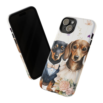 Wedding Dachshund Dog Phone Case - Bridal Gift Flower Girl Apple Pixel Galaxy