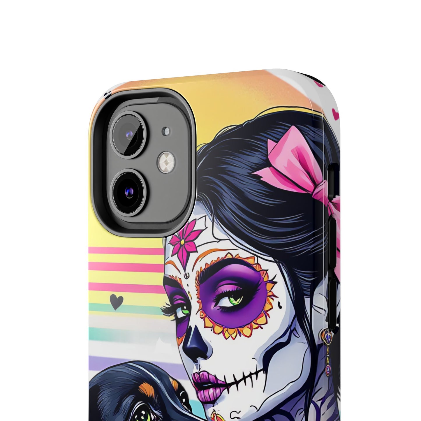 Cute Dachshund Phone Case Dog Lover Gift Tough Phone Cover Doxie Skull