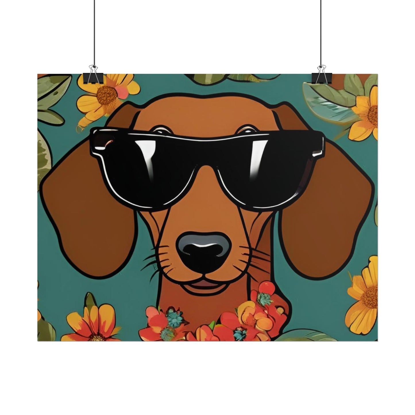 Dachshund Poster Dog Wall Art Animal Lover Game Room Decoration Weiner Dog Horizontal