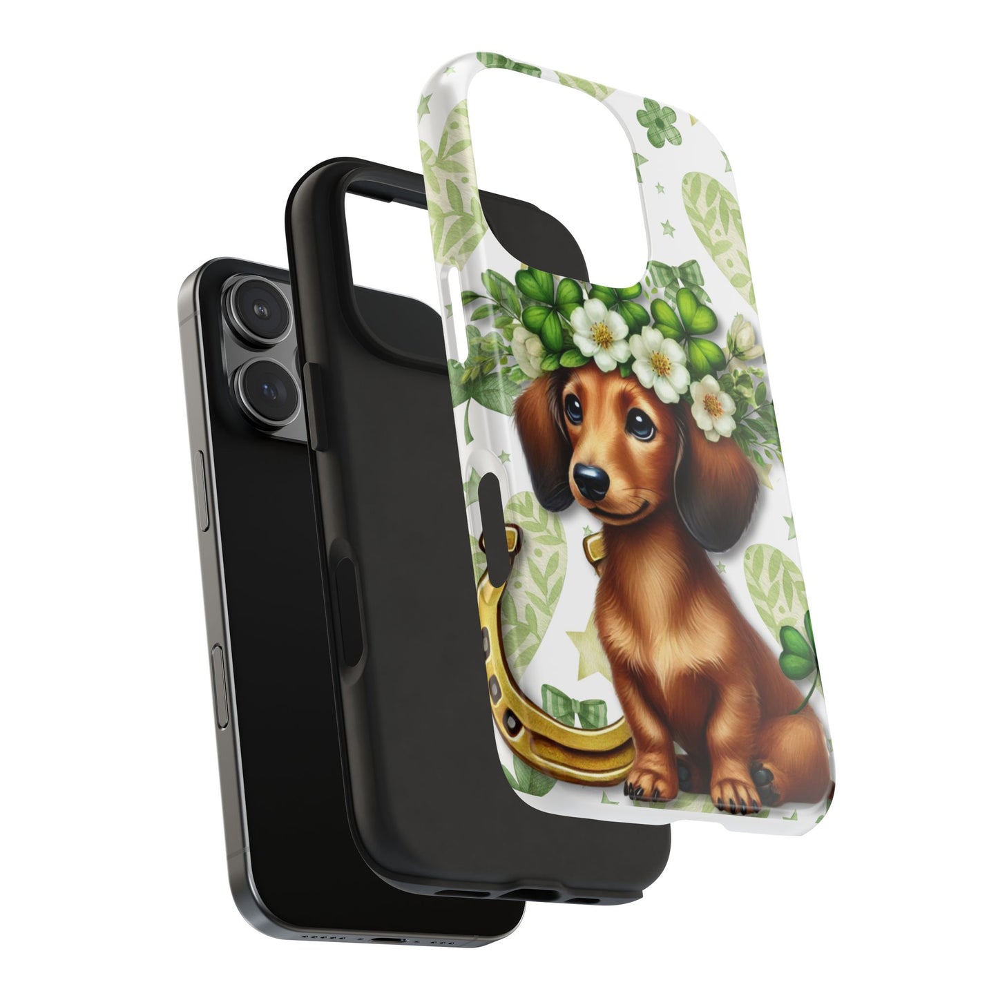 St Patricks Cute Dachshund Phone Case Dog Lover Gift Tough Phone Cover Patty