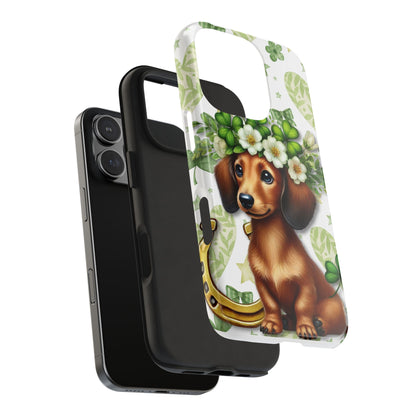 St Patricks Cute Dachshund Phone Case Dog Lover Gift Tough Phone Cover Patty