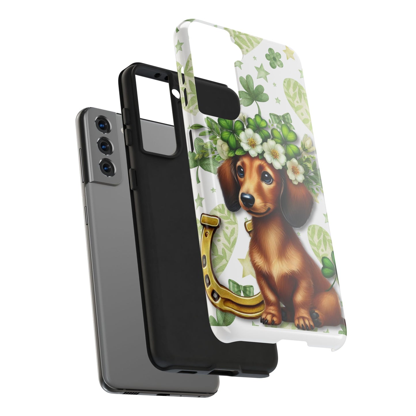 St Patricks Cute Dachshund Phone Case Dog Lover Gift Tough Phone Cover Patty