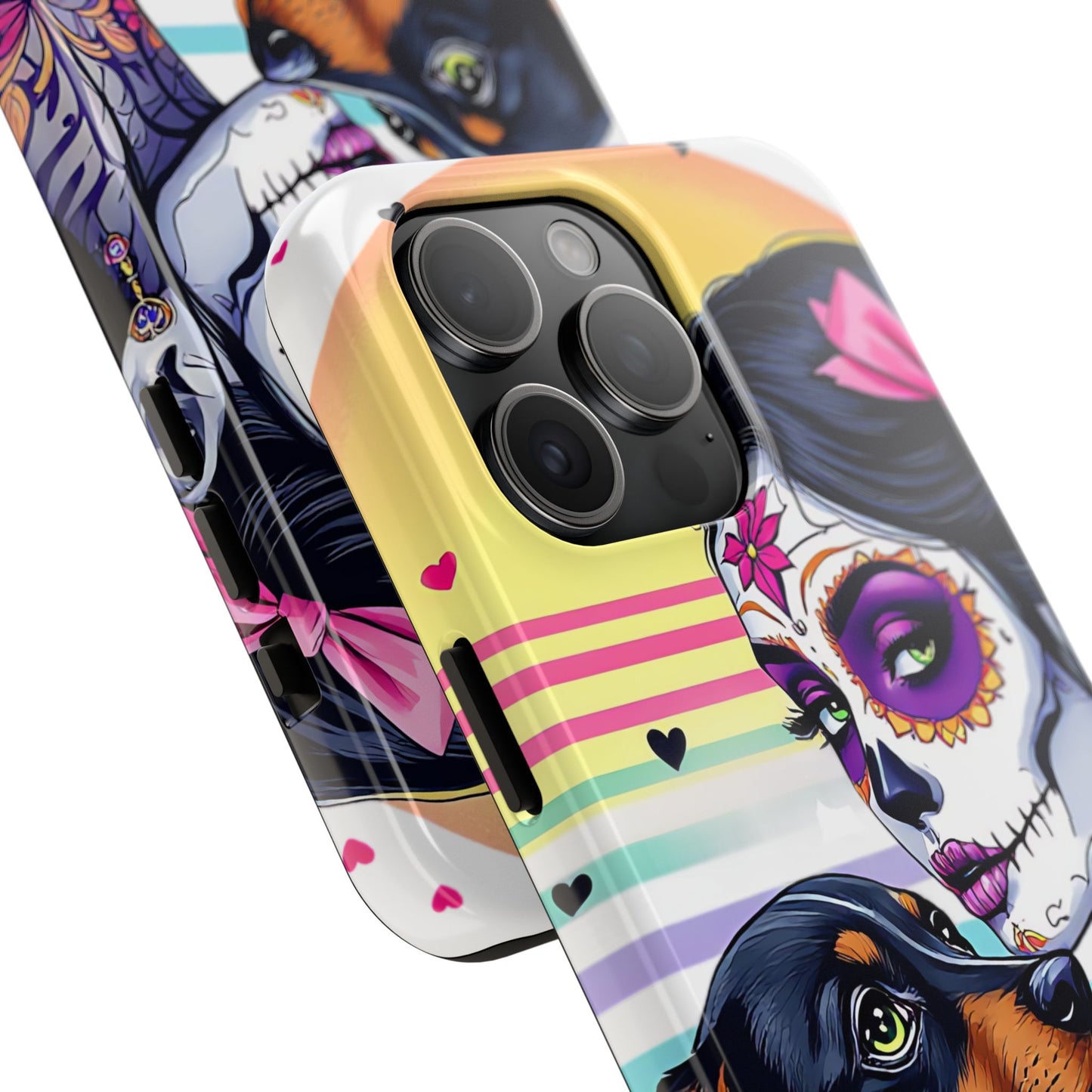 Cute Dachshund Phone Case Dog Lover Gift Tough Phone Cover Doxie Skull