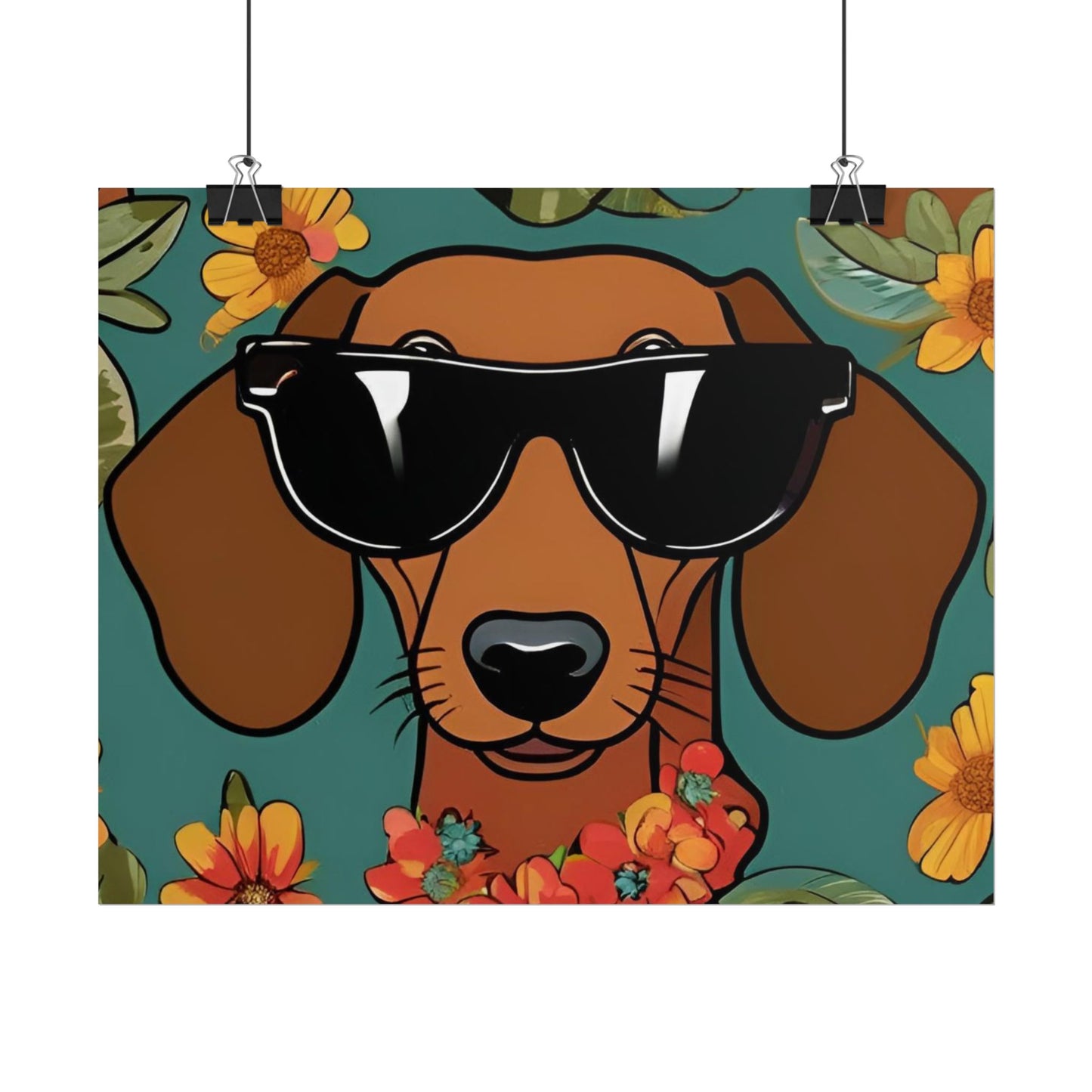 Dachshund Poster Dog Wall Art Animal Lover Game Room Decoration Weiner Dog Horizontal
