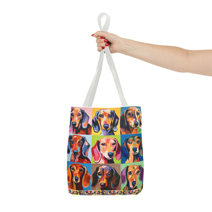 Colorful Dachshund Tote Bag Bright and Cheerful Brown Dapple Weiner