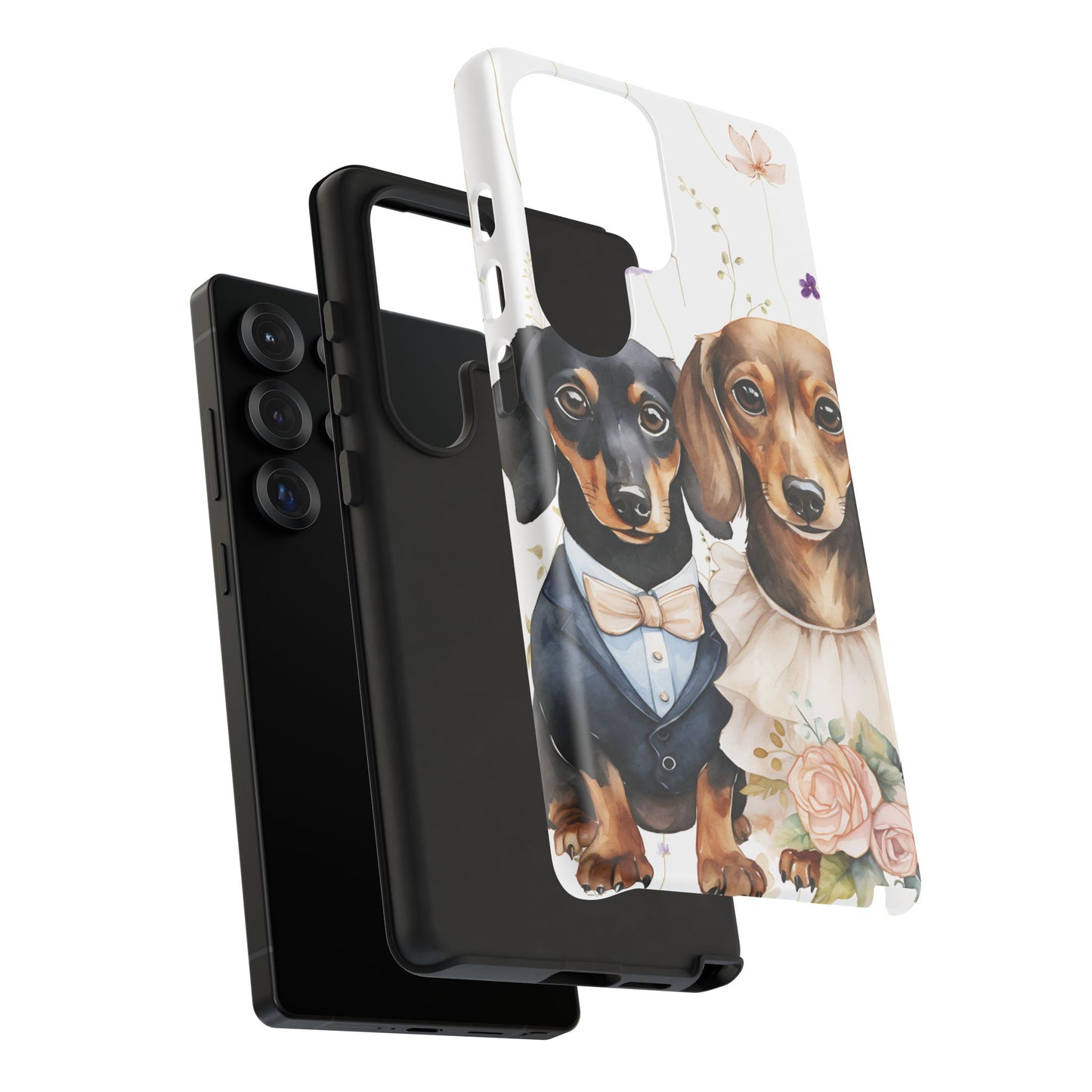 Wedding Dachshund Dog Phone Case - Bridal Gift Flower Girl Apple Pixel Galaxy