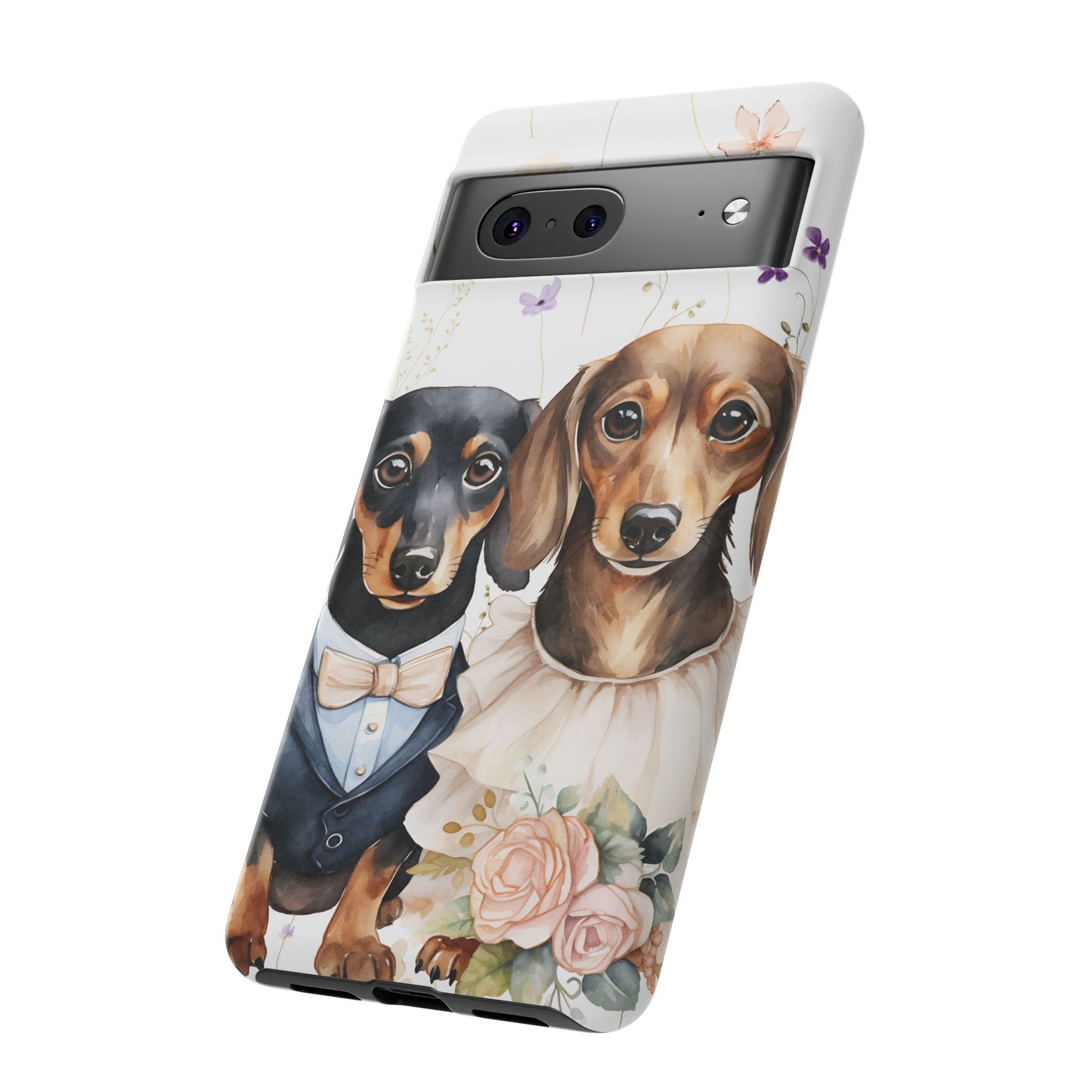 Wedding Dachshund Dog Phone Case - Bridal Gift Flower Girl Apple Pixel Galaxy