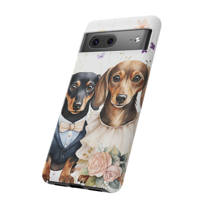 Wedding Dachshund Dog Phone Case - Bridal Gift Flower Girl Apple Pixel Galaxy