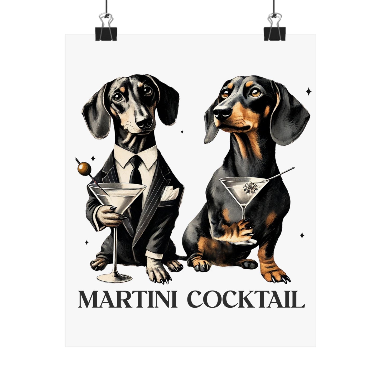 Dachshund Martini Wall Art, Game Room Decor, Man Cave Poster, Funny Dog Print