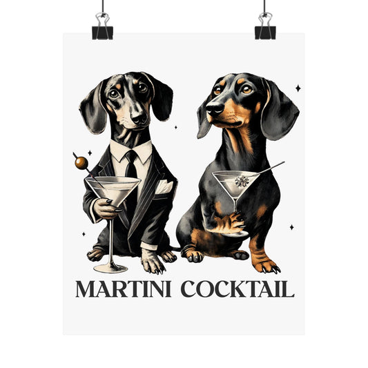 Dachshund Martini Wall Art, Game Room Decor, Man Cave Poster, Funny Dog Print
