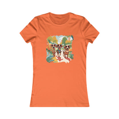 Orange Women's Tee Floral Dachshund Spring Ready Shirt