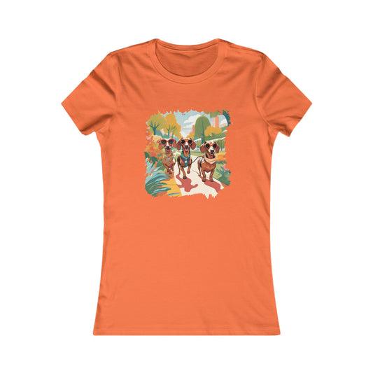 Orange Women's Tee Floral Dachshund Spring Ready Shirt