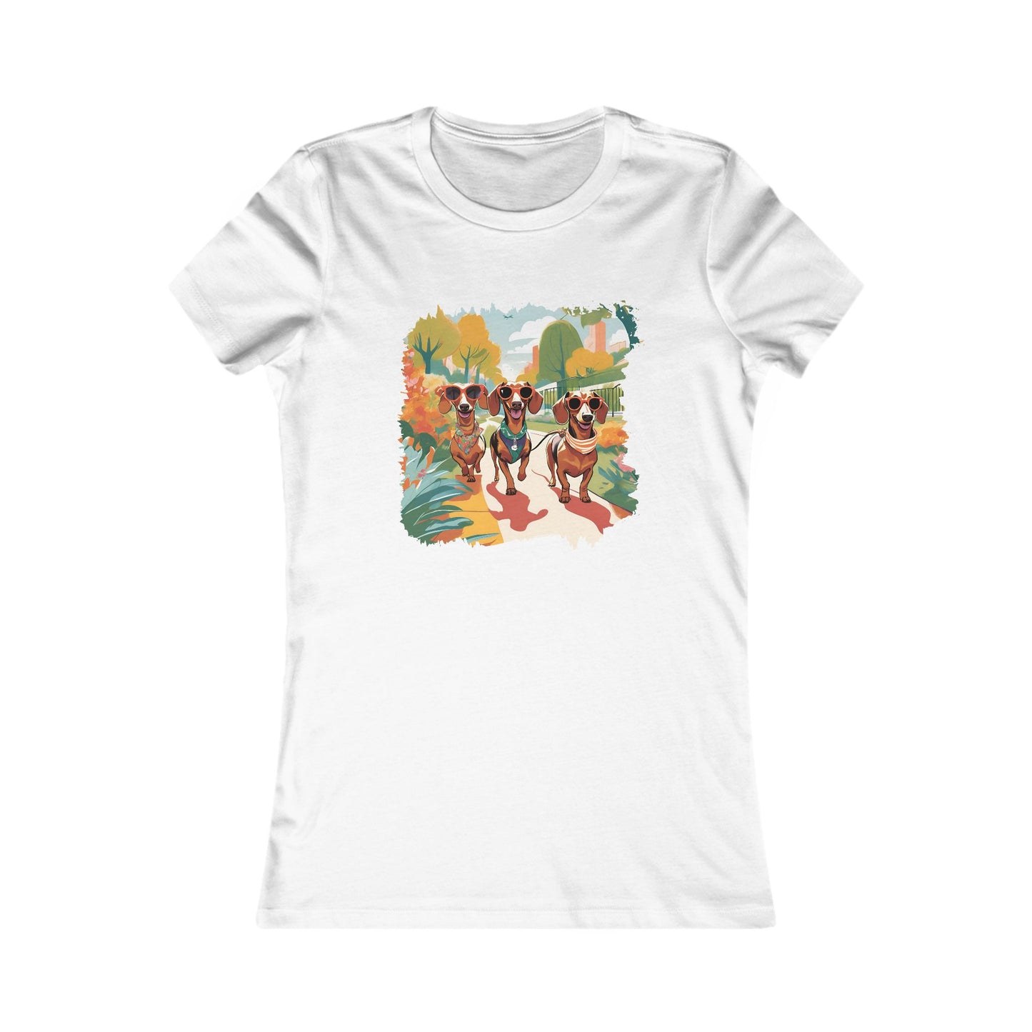 Orange Women's Tee Floral Dachshund Spring Ready Shirt