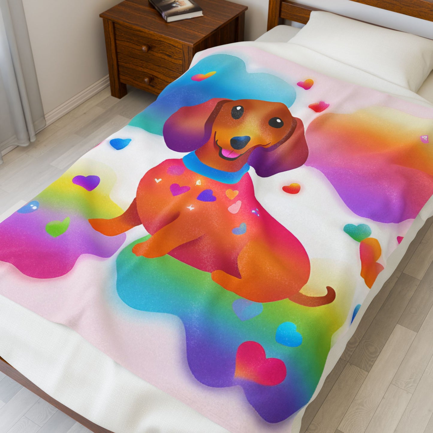 Neon Dachshund Blanket, Cozy Throw, Dog Lover Gift, Animal Print Bedding, Weiner Dog