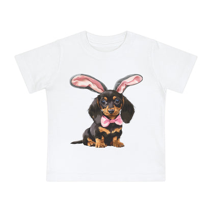 Easter Girl Puppy Baby T-Shirt, Cute Dog Doxie Toddler Dachshund