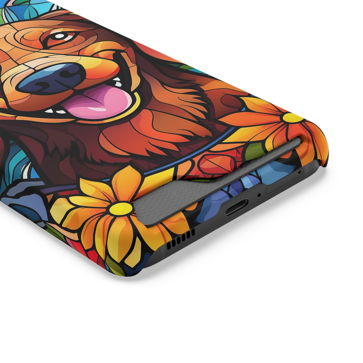 Stained Glass Dachshund Phone Case, Trendy Wallet Case for Dog Lovers, Cute Card Holder Cover