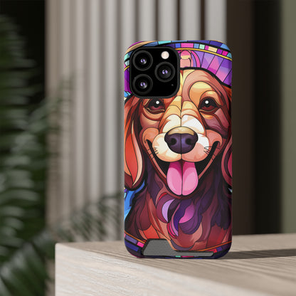 Stained Glass Dachshund Phone Case, Trendy Wallet Case for Dog Lovers, Cute Card Holder Cover