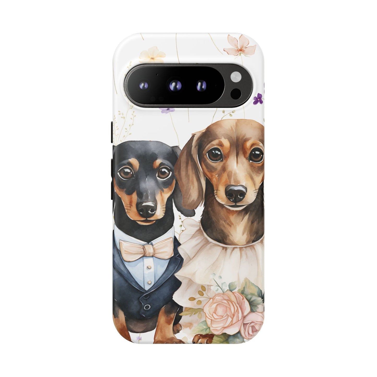 Wedding Dachshund Dog Phone Case - Bridal Gift Flower Girl Apple Pixel Galaxy