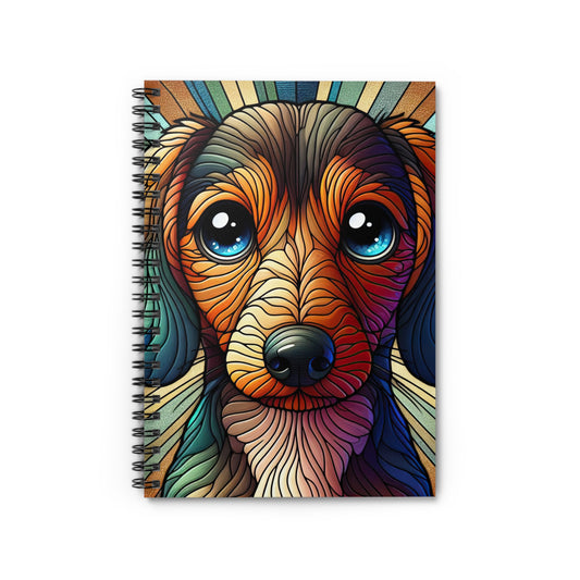 Dachshund Stained Glass Themed Spiral Notebook Perfect for Dog Lovers, Journaling, School Doxie