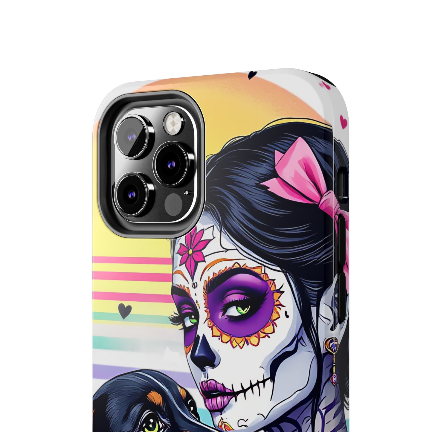 Cute Dachshund Phone Case Dog Lover Gift Tough Phone Cover Doxie Skull