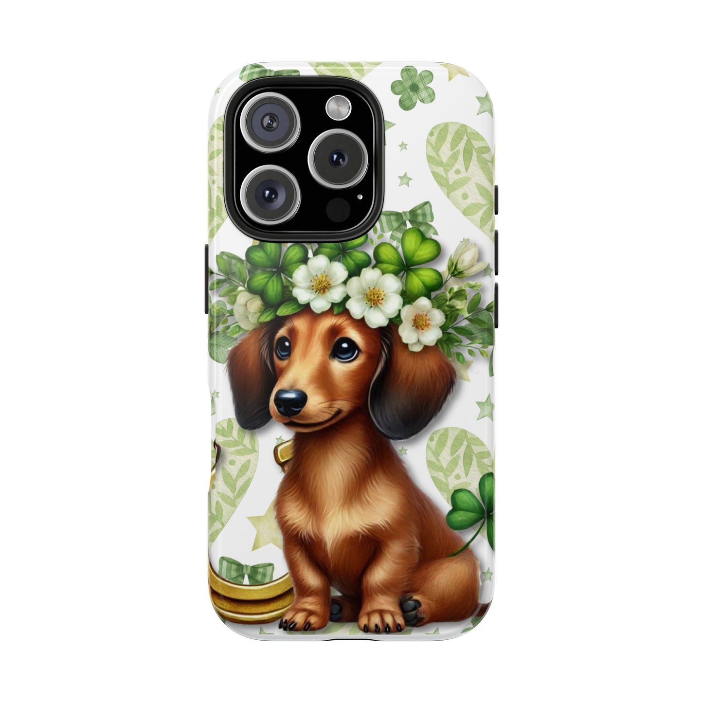 St Patricks Cute Dachshund Phone Case Dog Lover Gift Tough Phone Cover Patty