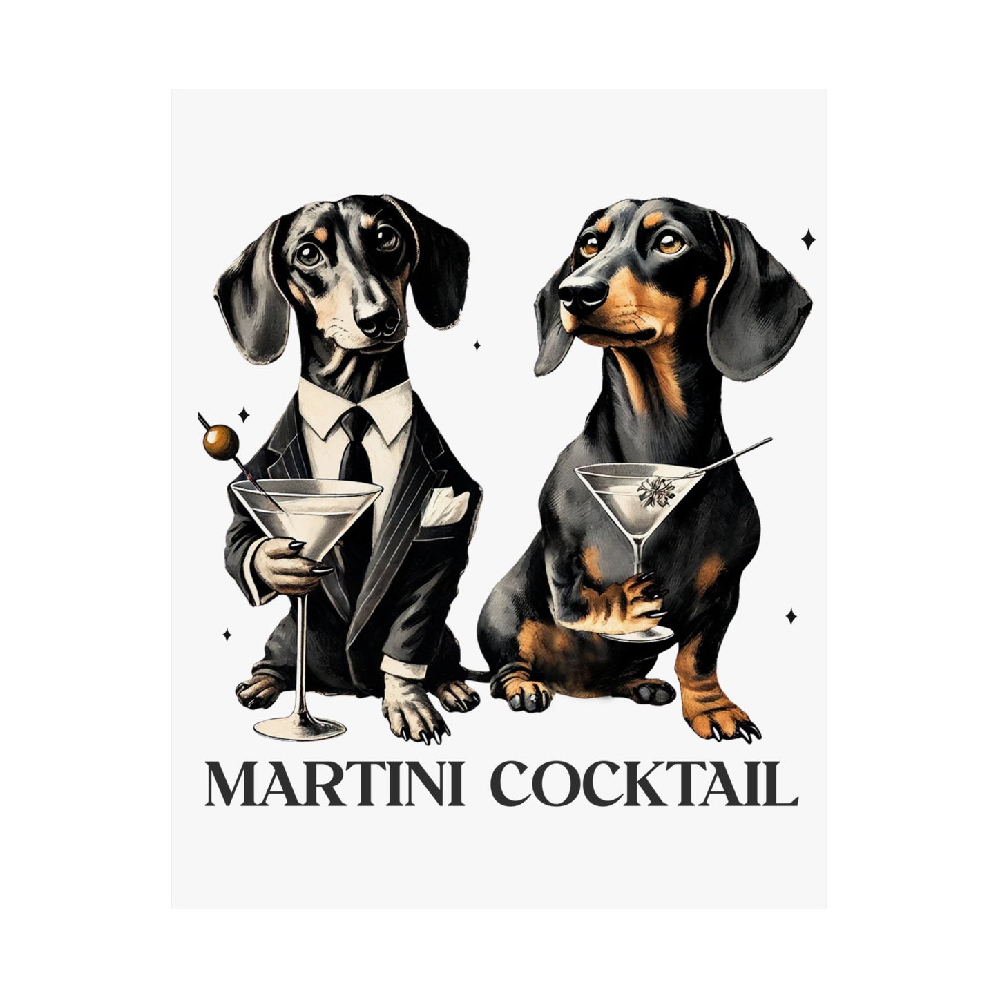 Dachshund Martini Wall Art, Game Room Decor, Man Cave Poster, Funny Dog Print