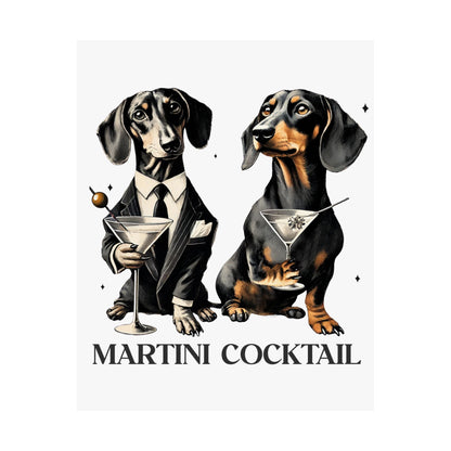 Dachshund Martini Wall Art, Game Room Decor, Man Cave Poster, Funny Dog Print