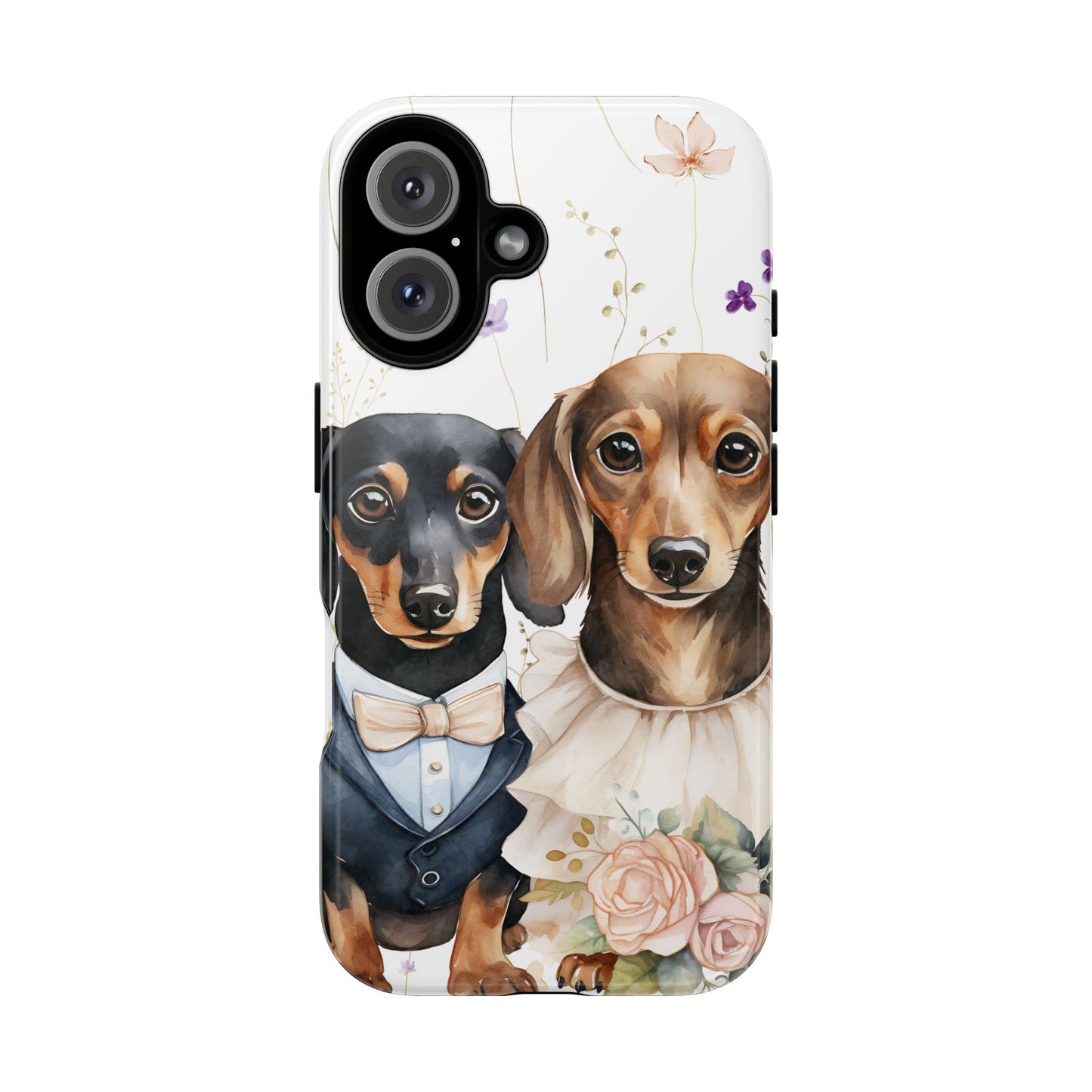 Wedding Dachshund Dog Phone Case - Bridal Gift Flower Girl Apple Pixel Galaxy