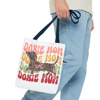 Black and Tan Dachshund Puppy Tote Bag Bright and Cheerful Weiner Doxie Patterned