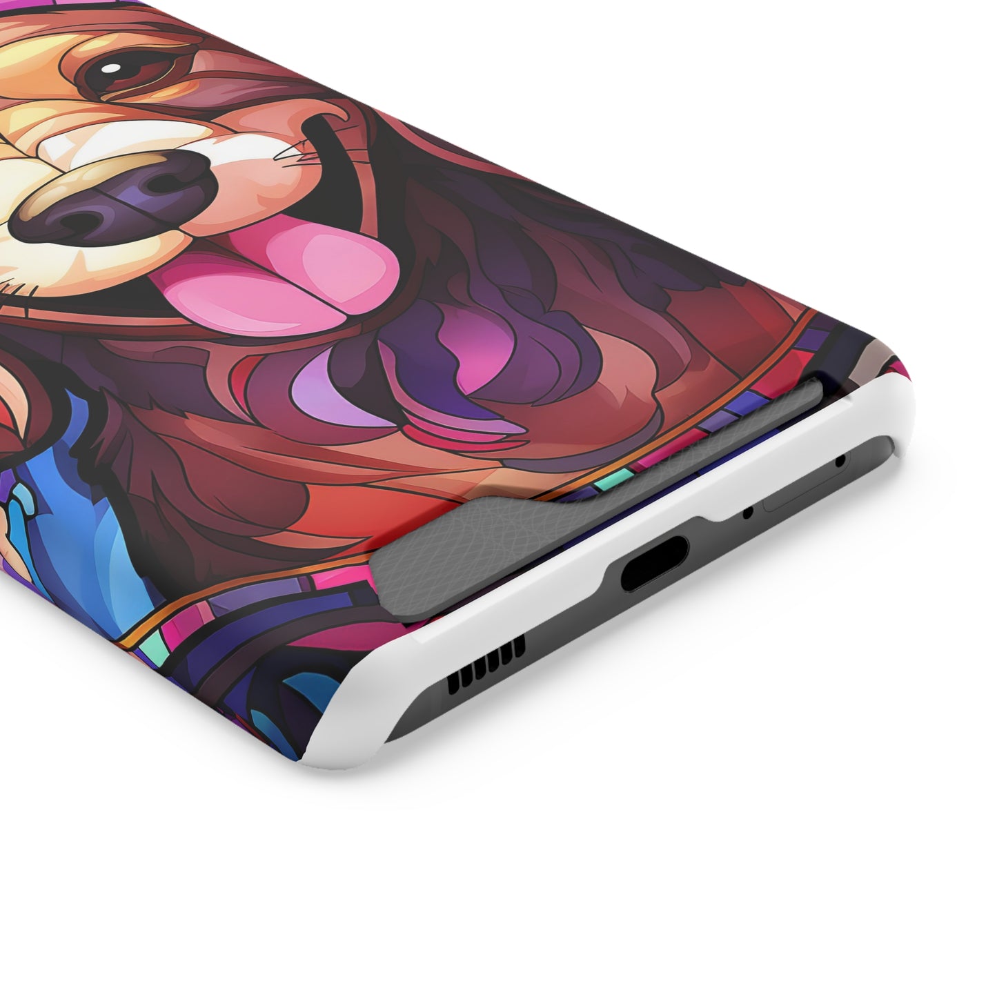 Stained Glass Dachshund Phone Case, Trendy Wallet Case for Dog Lovers, Cute Card Holder Cover
