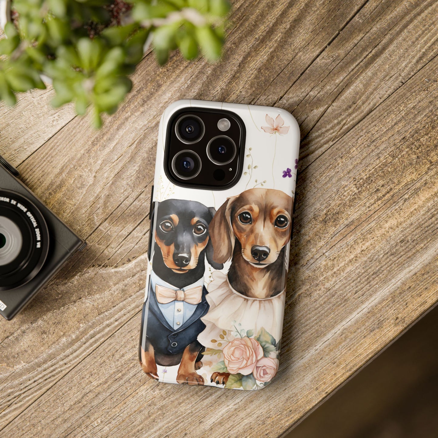 Wedding Dachshund Dog Phone Case - Bridal Gift Flower Girl Apple Pixel Galaxy