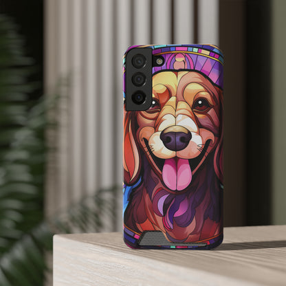 Stained Glass Dachshund Phone Case, Trendy Wallet Case for Dog Lovers, Cute Card Holder Cover
