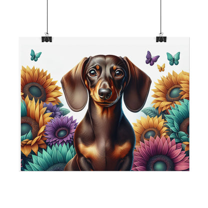 Floral Dachshund Rolled Posters