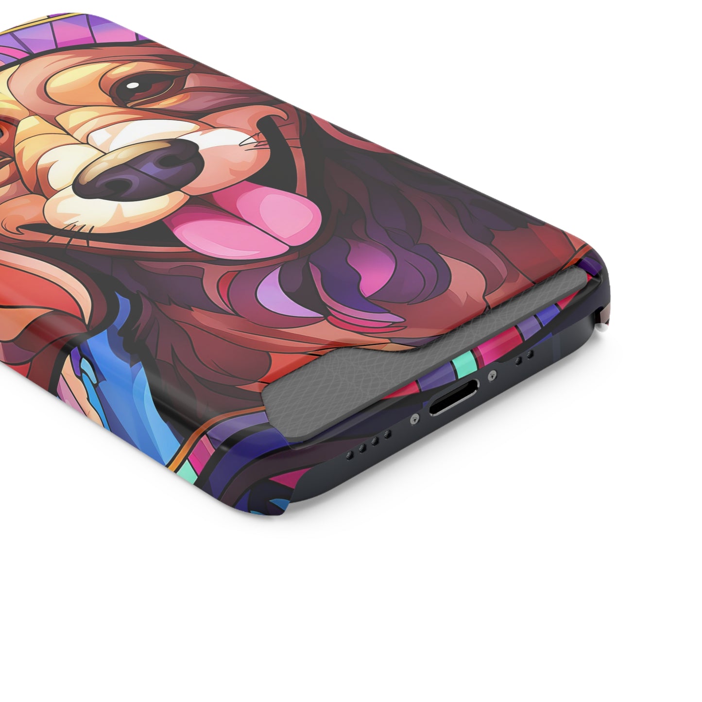 Stained Glass Dachshund Phone Case, Trendy Wallet Case for Dog Lovers, Cute Card Holder Cover