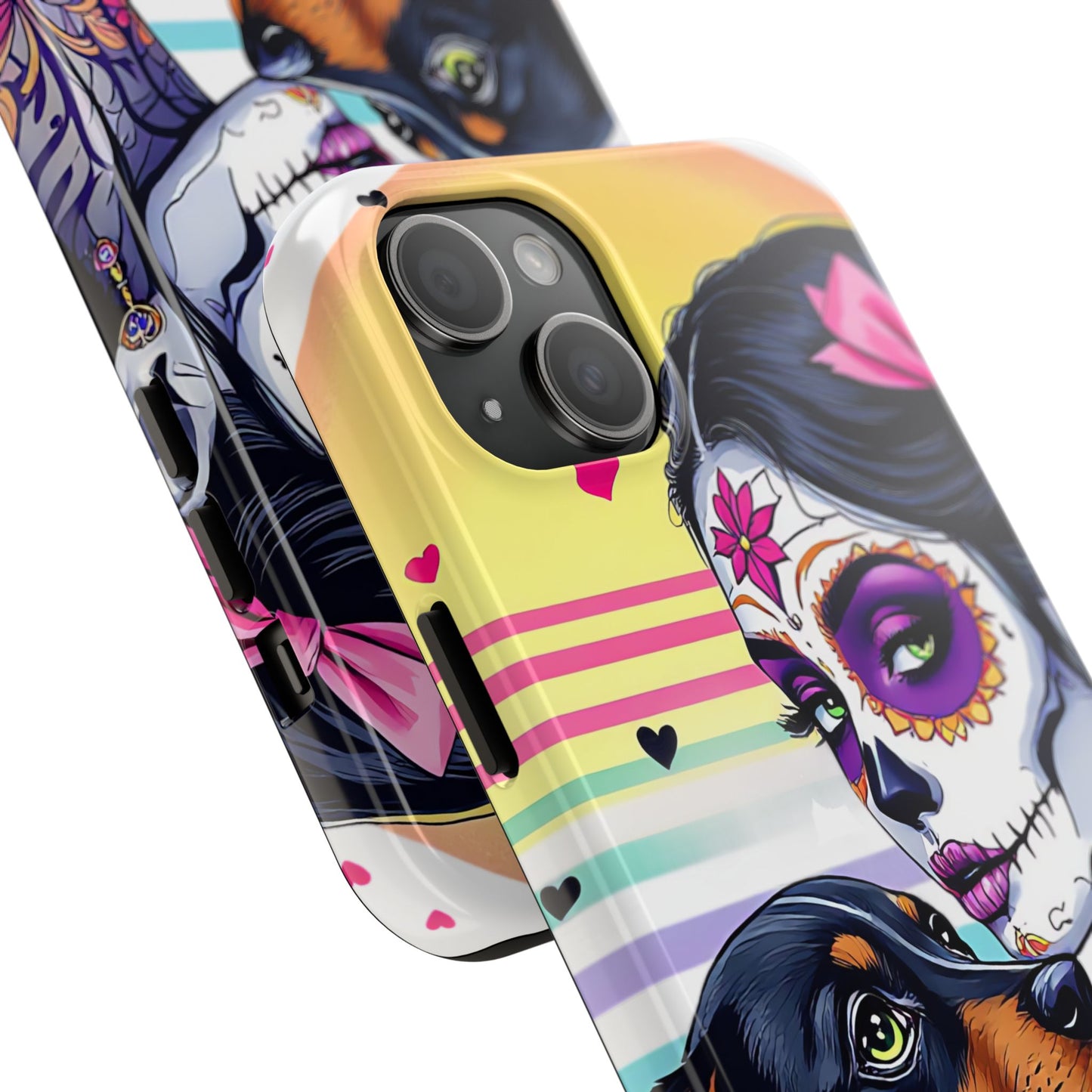 Cute Dachshund Phone Case Dog Lover Gift Tough Phone Cover Doxie Skull