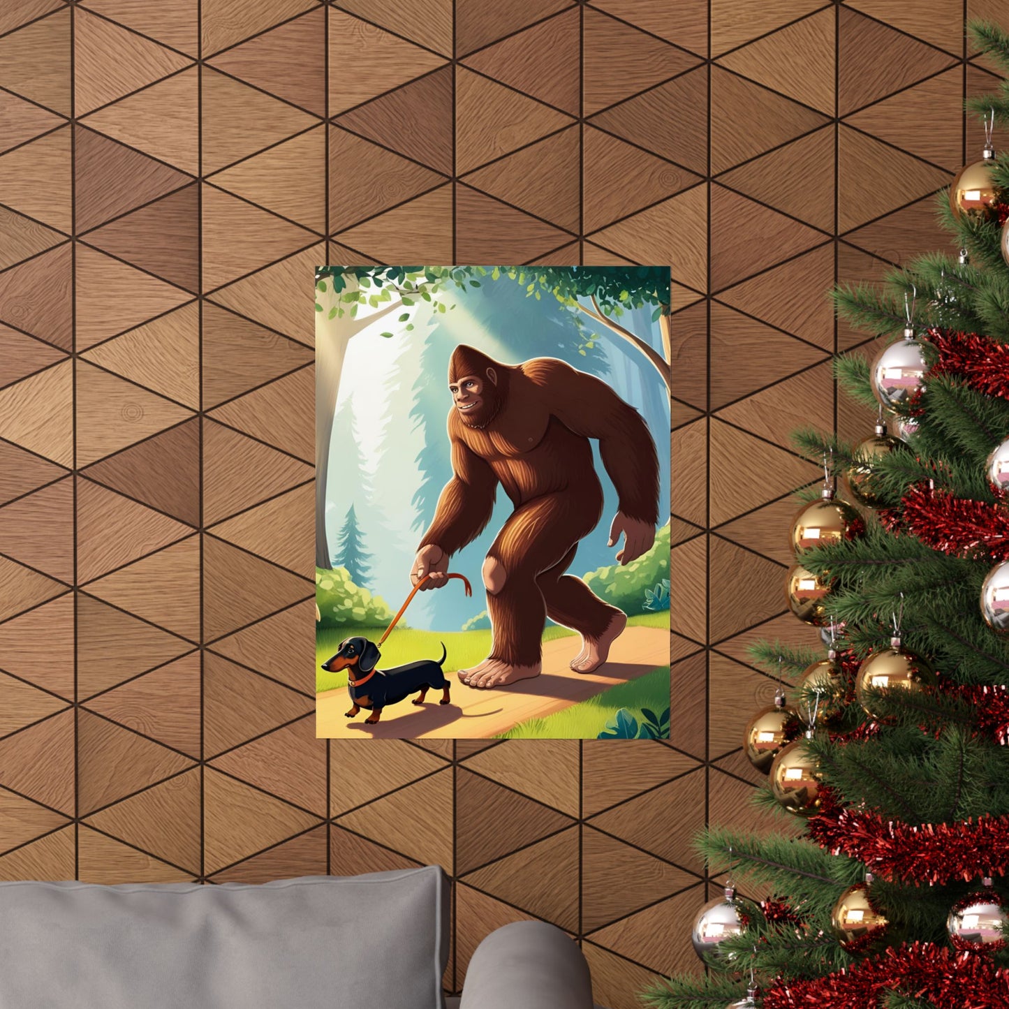 Big Foot Walking Dachshund Vertical Poster Dog Room Art Gift Game Room Sophisticated