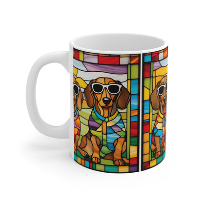 Colorful Dachshund Mug, Cute Dog Lover Gift, Fun Coffee Cup, Pet Owner Decor, Animal Lover's Treat
