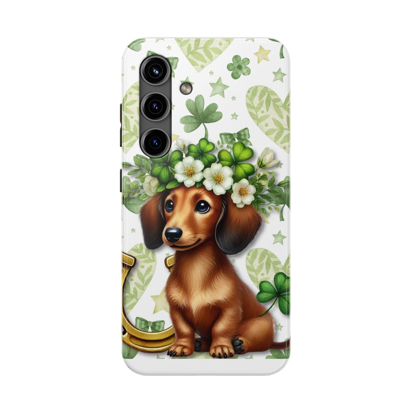 St Patricks Cute Dachshund Phone Case Dog Lover Gift Tough Phone Cover Patty