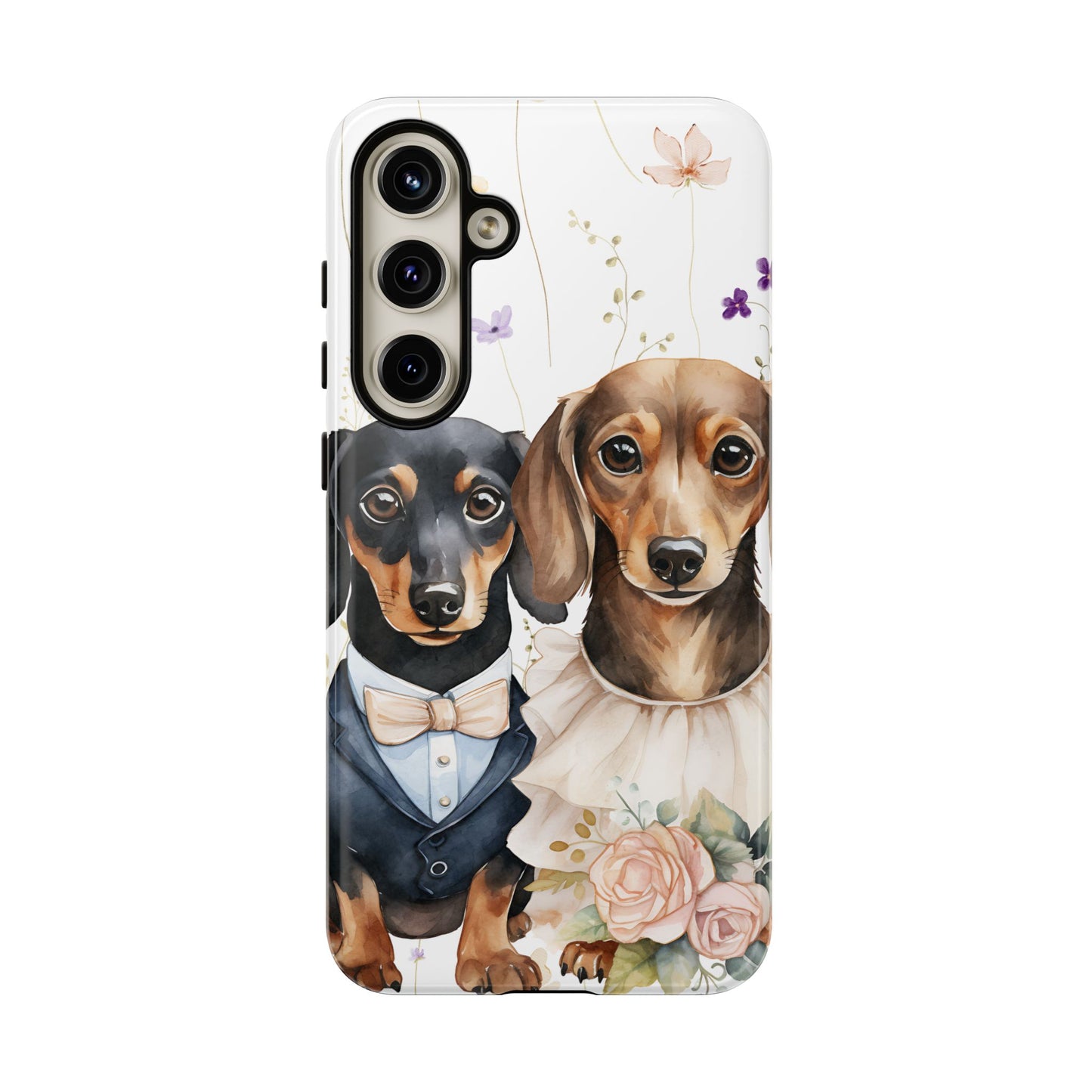 Wedding Dachshund Dog Phone Case - Bridal Gift Flower Girl Apple Pixel Galaxy