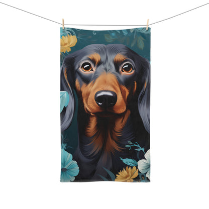 Dachshund Hand Towel, Cute Pet Bathroom Decor, Weiner Dog Tea Towel, Animal Lover Gift, Kitchen Dish Cloth