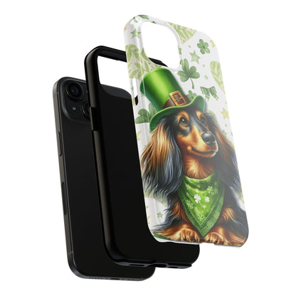 St Patricks Cute Dachshund Phone Case Dog Lover Gift Tough Phone Cover Patty