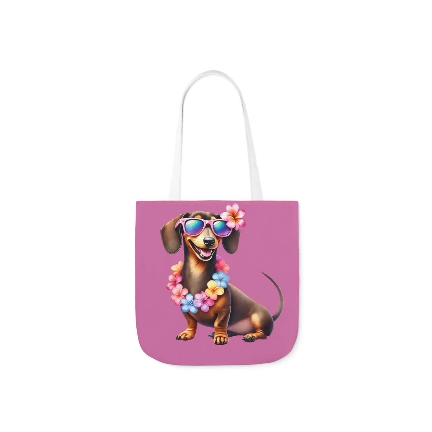 Dog Lover's Canvas Tote Bag - Fun Dachshund Design, Beach, Travel Pet Hawaii Lei