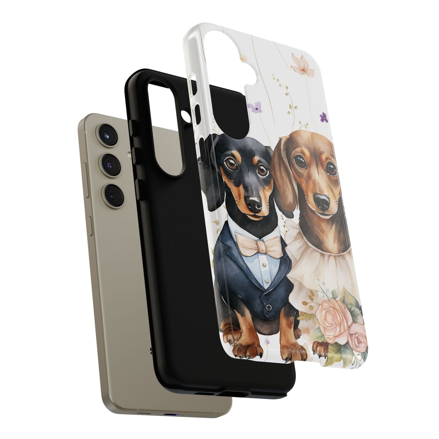 Wedding Dachshund Dog Phone Case - Bridal Gift Flower Girl Apple Pixel Galaxy